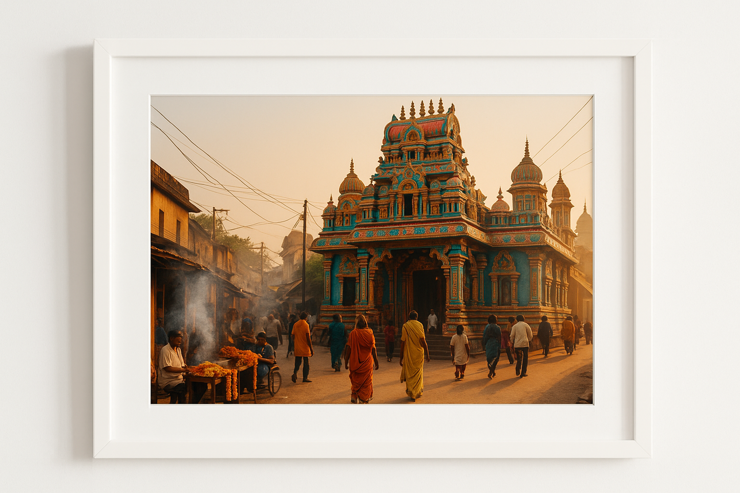 with photograph of street temple scene in india